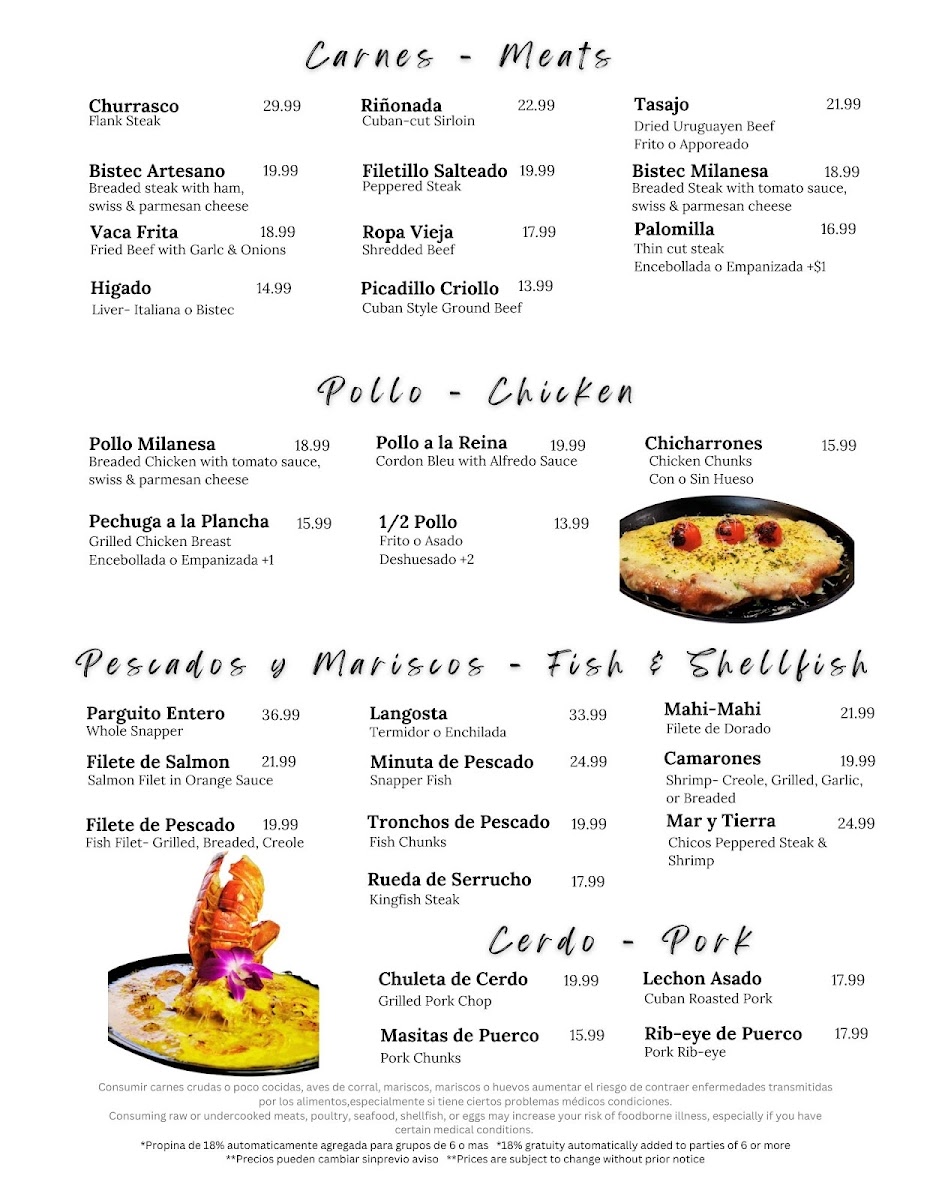 Chico's Restaurant Menu - Image 1
