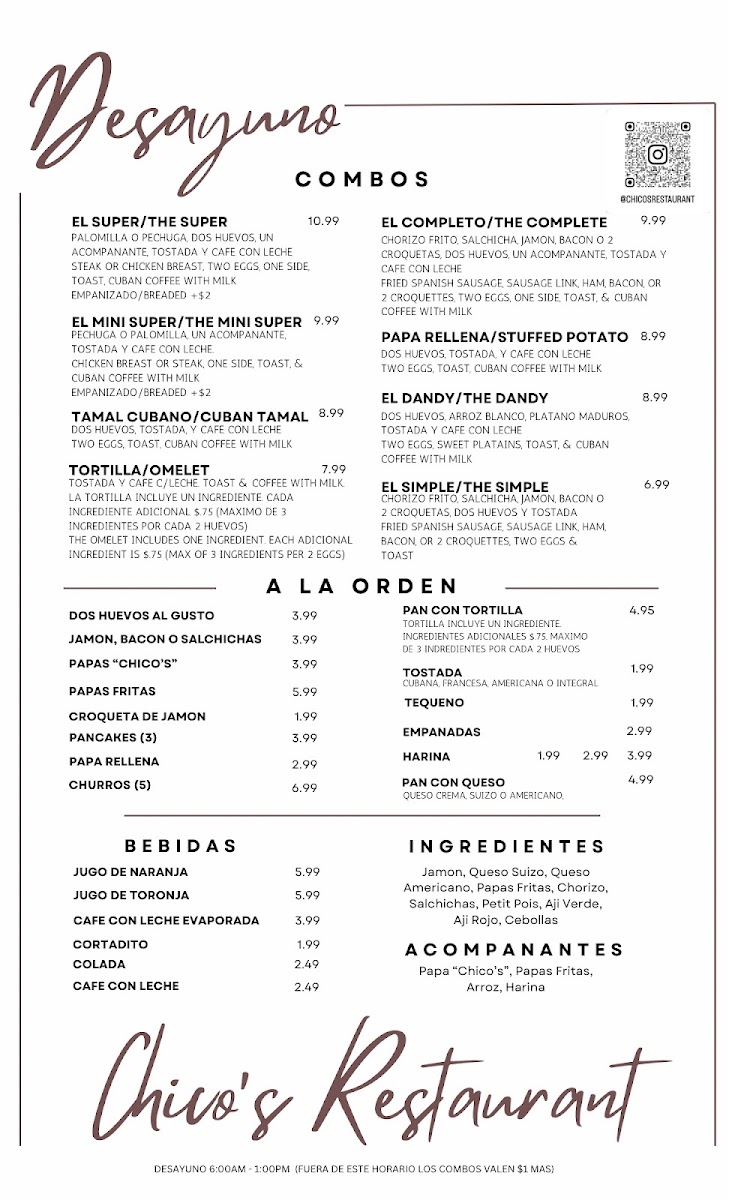 Chico's Restaurant Menu - Image 2