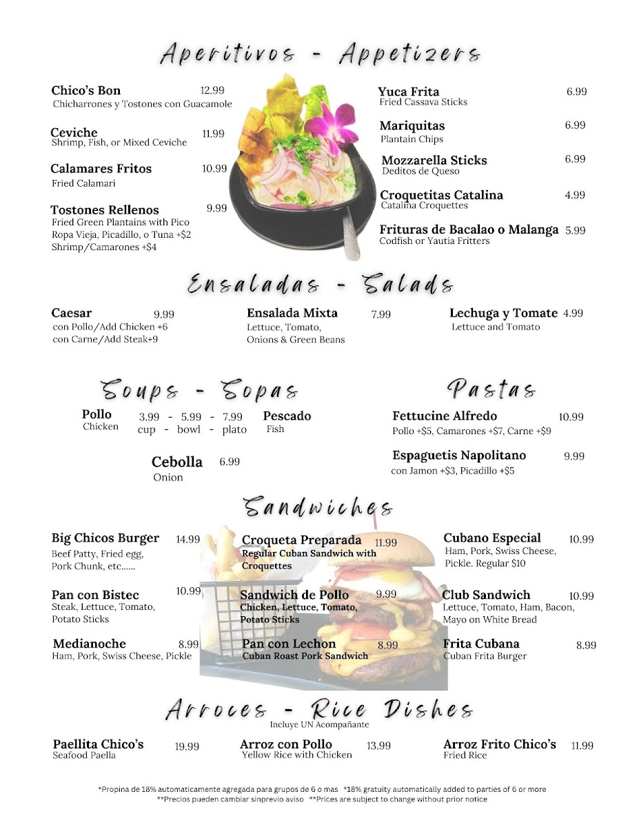 Chico's Restaurant Menu - Image 3