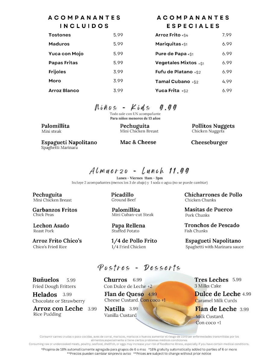 Chico's Restaurant Menu - Image 4